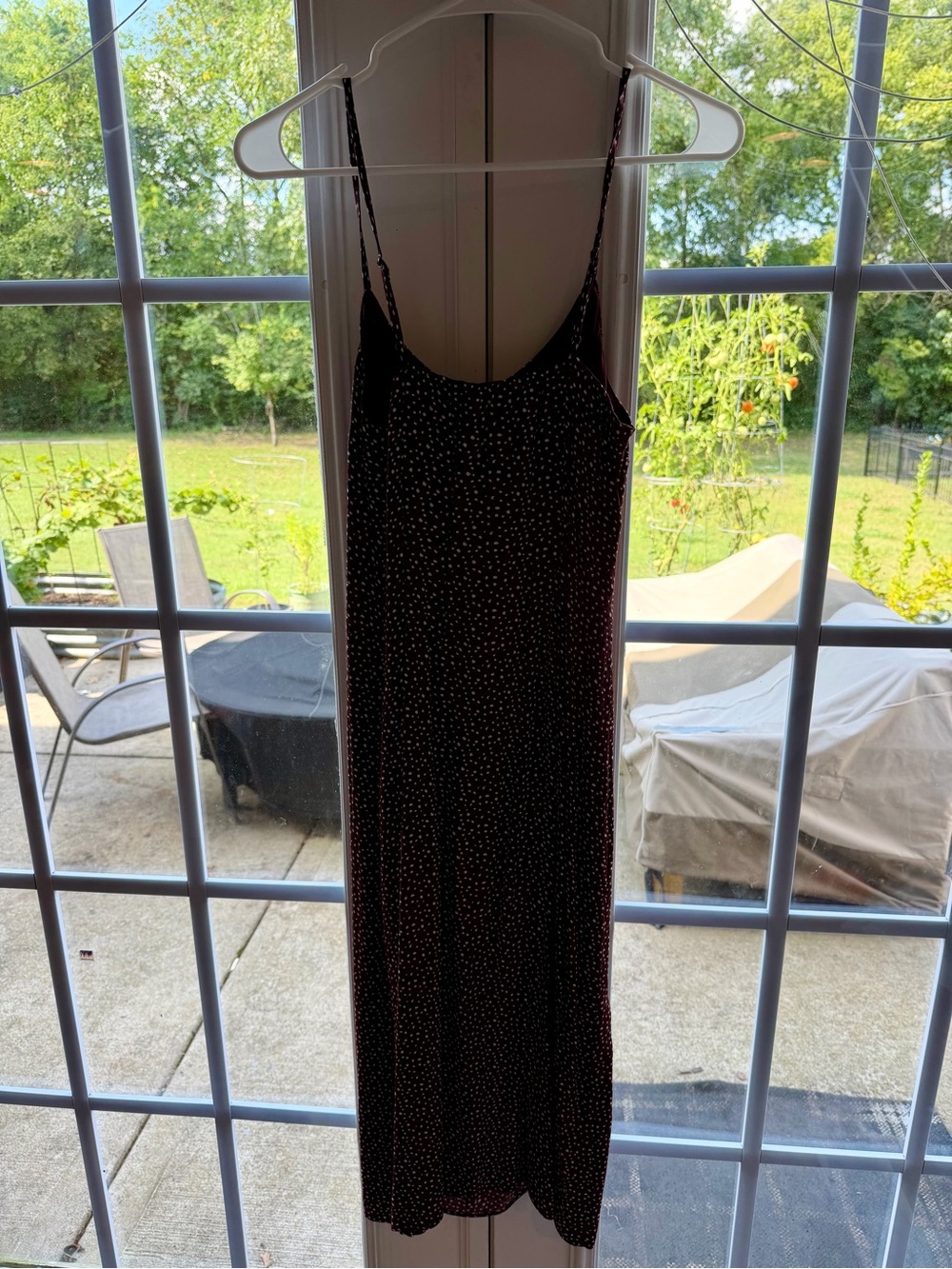 Maroon Polka Dot Slip Dress with Spaghetti Straps